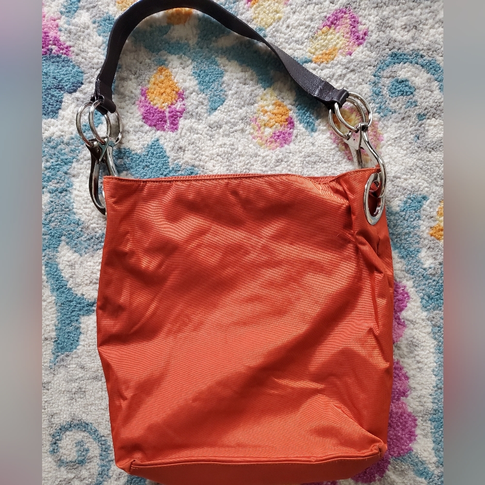Tess Loriani Milano Orange Silver Hobo Bag Tote